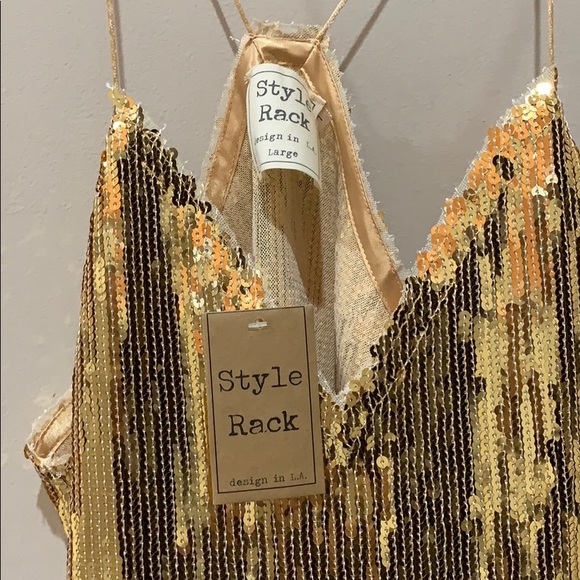 Glam Gold Sequin Halter - Picture 3 of 5